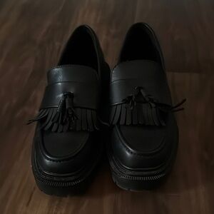Black Leather Women's Loafers